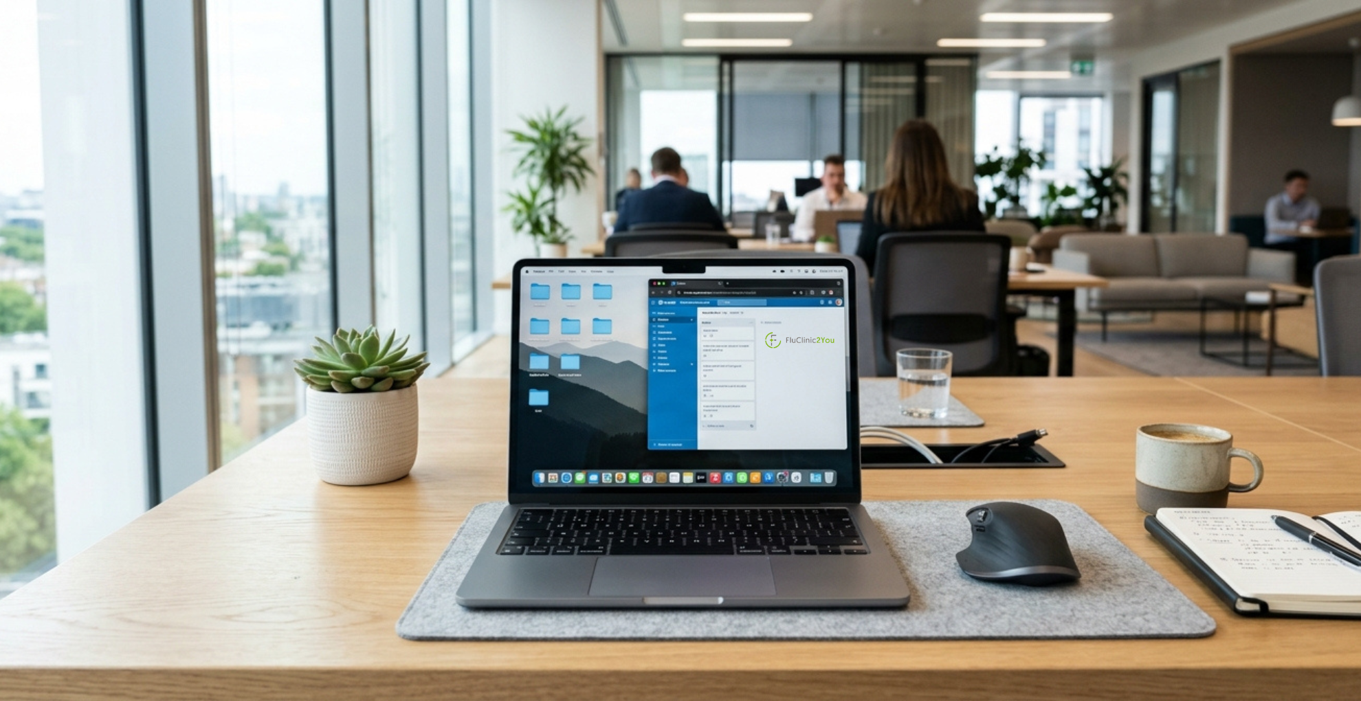 Open laptop on office desk