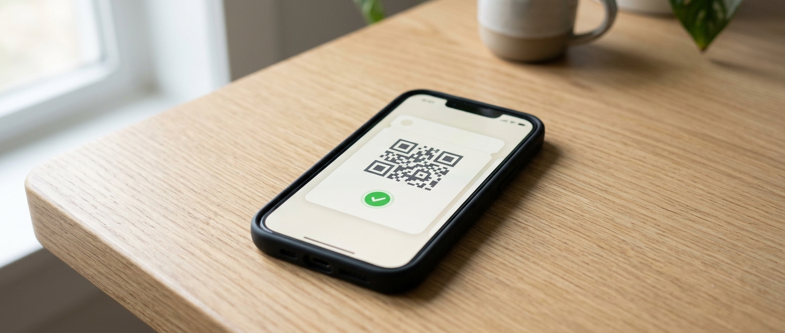 A digital flu voucher with a QR code on a smartphone, ready to redeem at a pharmacy