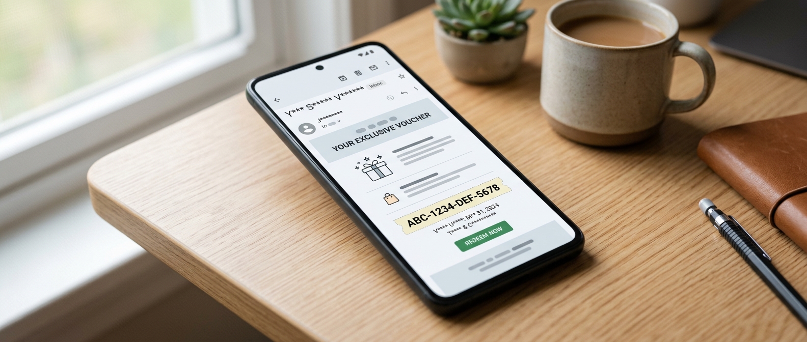 How corporate flu e-vouchers reach employees An employee receiving a corporate flu e-voucher by email on a smartphone