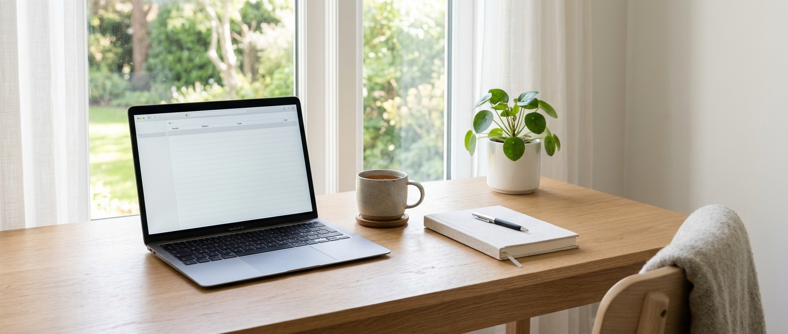 Can my company pay for my flu jab – home office desk Can my company pay for my flu jab: employee at a home-office desk with laptop and tea